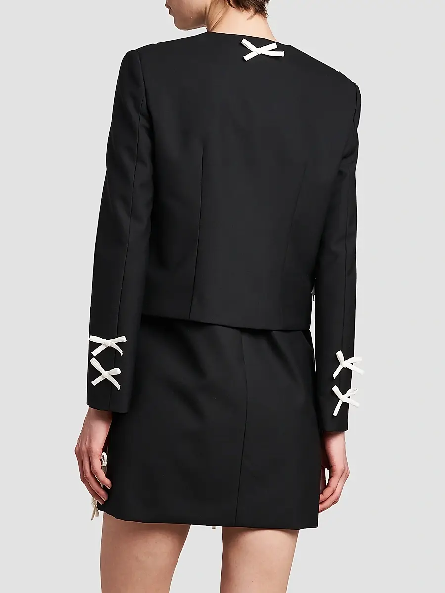 MOSCHINO Women's Bow Wool Knit Jacket | Thumbnail 3 MOSCHINO Women's Bow Wool Knit Jacket | Thumbnail 3