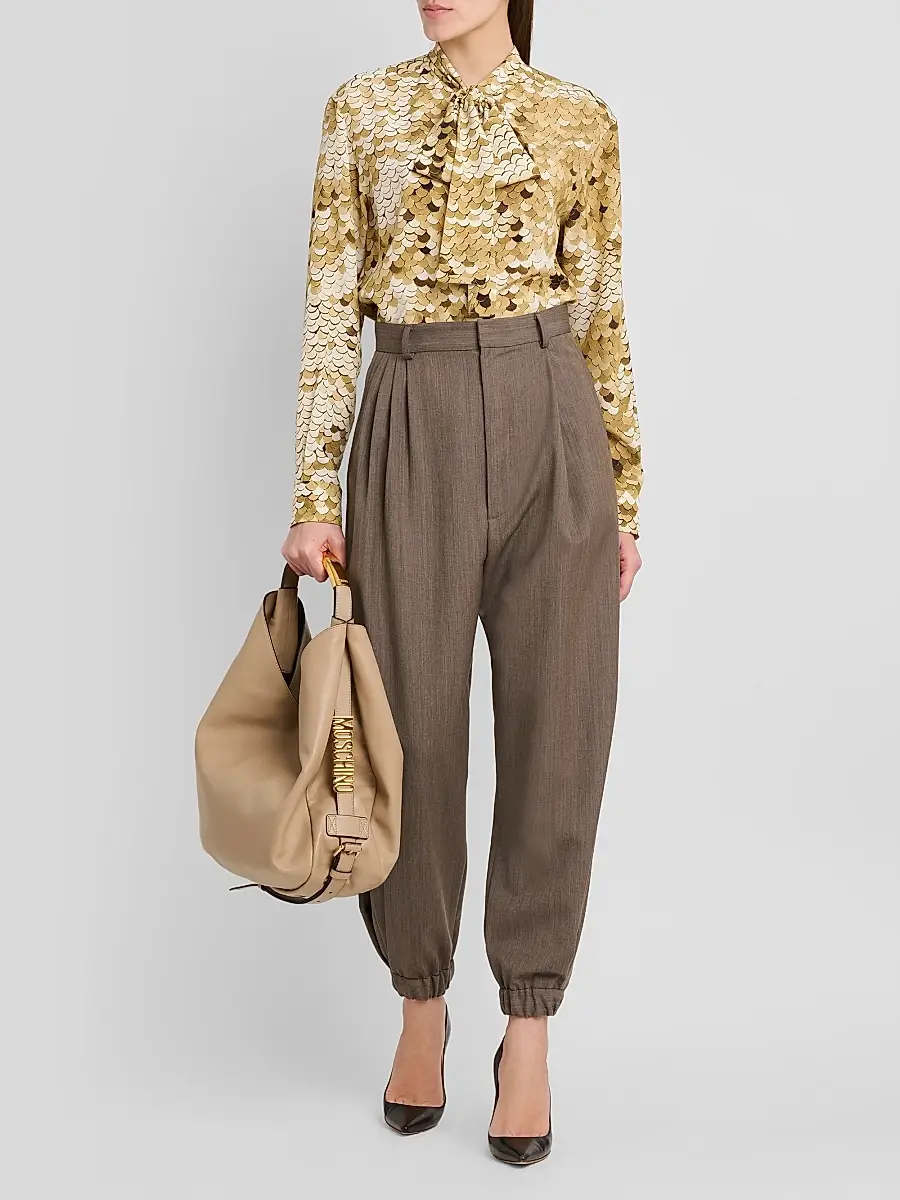 MOSCHINO Women's Pleated Wool Trousers | Thumbnail 2 MOSCHINO Women's Pleated Wool Trousers | Thumbnail 2