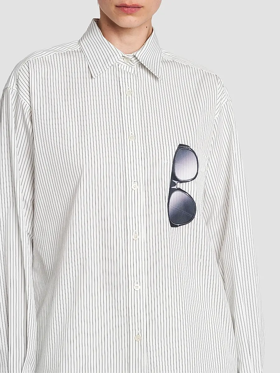 MOSCHINO Women's Graphic Pinstriped Cotton Button-Front Shirt | Thumbnail 5 MOSCHINO Women's Graphic Pinstriped Cotton Button-Front Shirt | Thumbnail 5