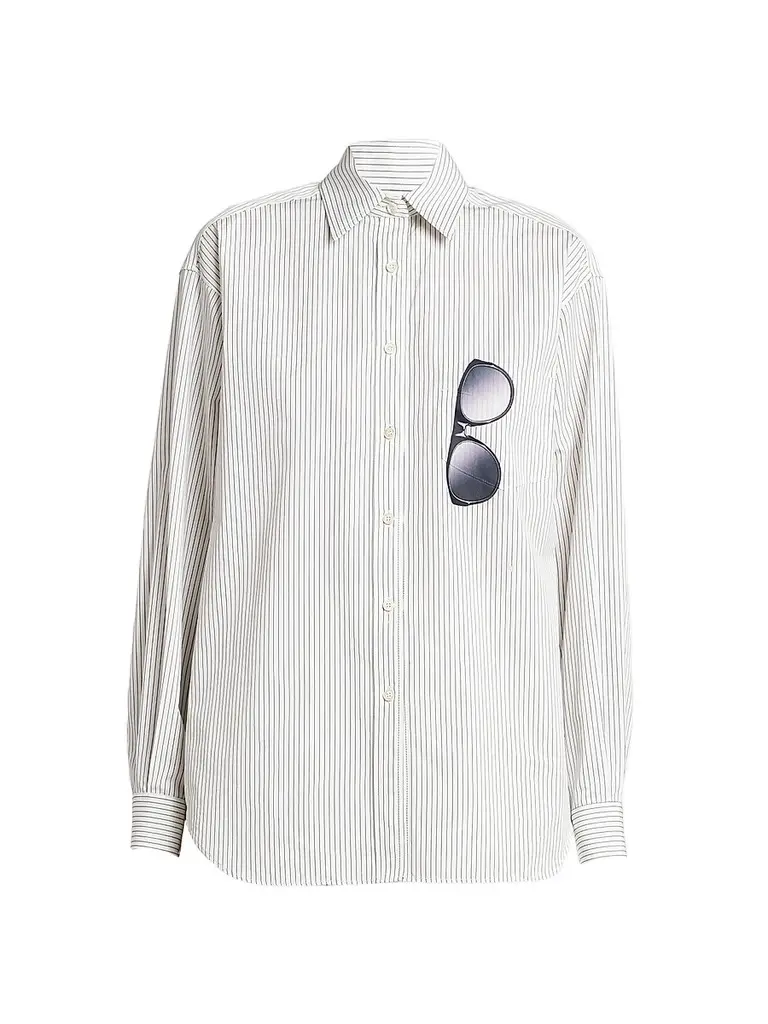 MOSCHINO Women's Graphic Pinstriped Cotton Button-Front Shirt