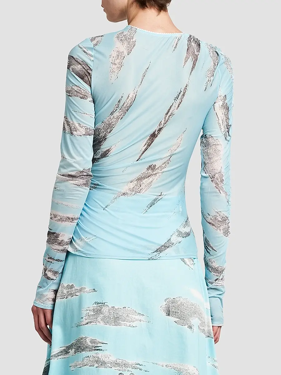 MOSCHINO Women's Slashed Print Tulle Top | Thumbnail 3