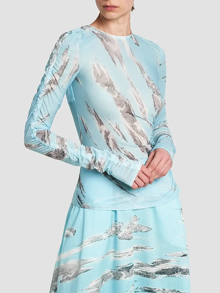 MOSCHINO Women's Slashed Print Tulle Top | Thumbnail 5