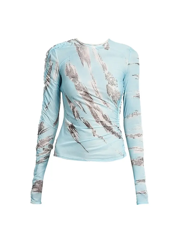 MOSCHINO Women's Slashed Print Tulle Top