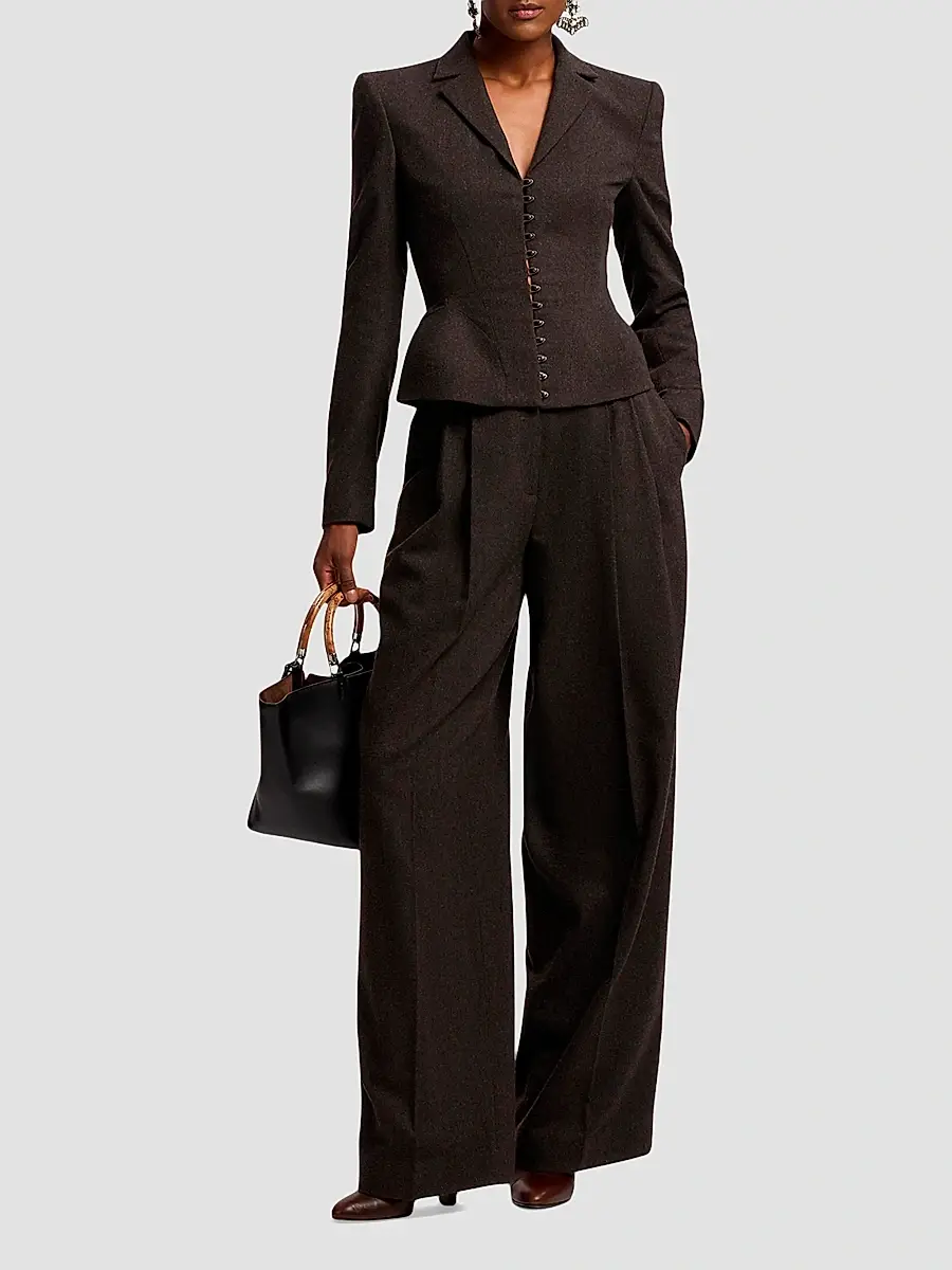 Ralph Lauren Collection Women's Clarice Wool Herringbone Pants | Thumbnail 2 Ralph Lauren Collection Women's Clarice Wool Herringbone Pants | Thumbnail 2