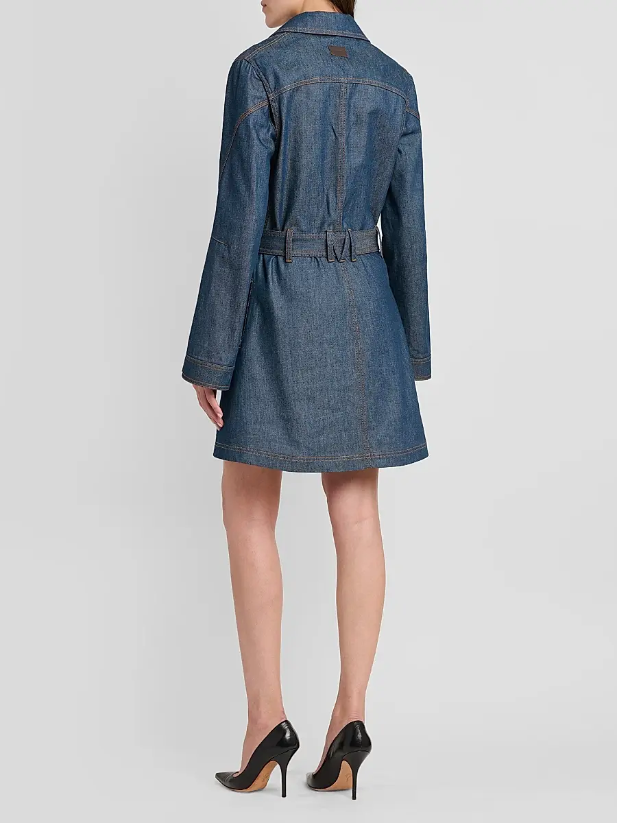 MOSCHINO Women's Denim Belted Trench Coat | Thumbnail 3 MOSCHINO Women's Denim Belted Trench Coat | Thumbnail 3
