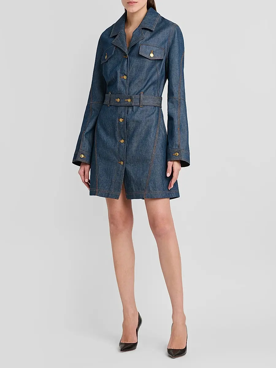 MOSCHINO Women's Denim Belted Trench Coat | Thumbnail 4 MOSCHINO Women's Denim Belted Trench Coat | Thumbnail 4