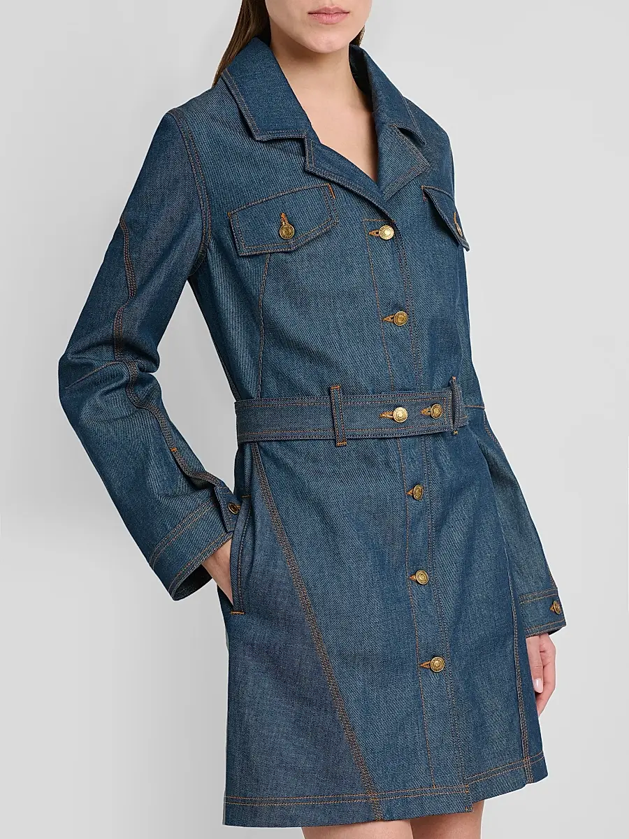 MOSCHINO Women's Denim Belted Trench Coat | Thumbnail 5 MOSCHINO Women's Denim Belted Trench Coat | Thumbnail 5