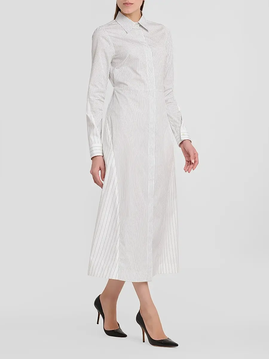 MOSCHINO Women's Striped Cotton Poplin Midi Dress | Thumbnail 4 MOSCHINO Women's Striped Cotton Poplin Midi Dress | Thumbnail 4
