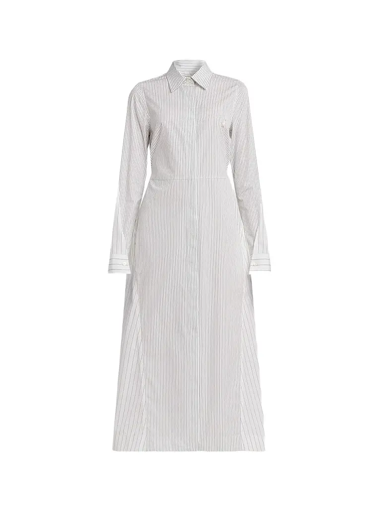 MOSCHINO Women's Striped Cotton Poplin Midi Dress