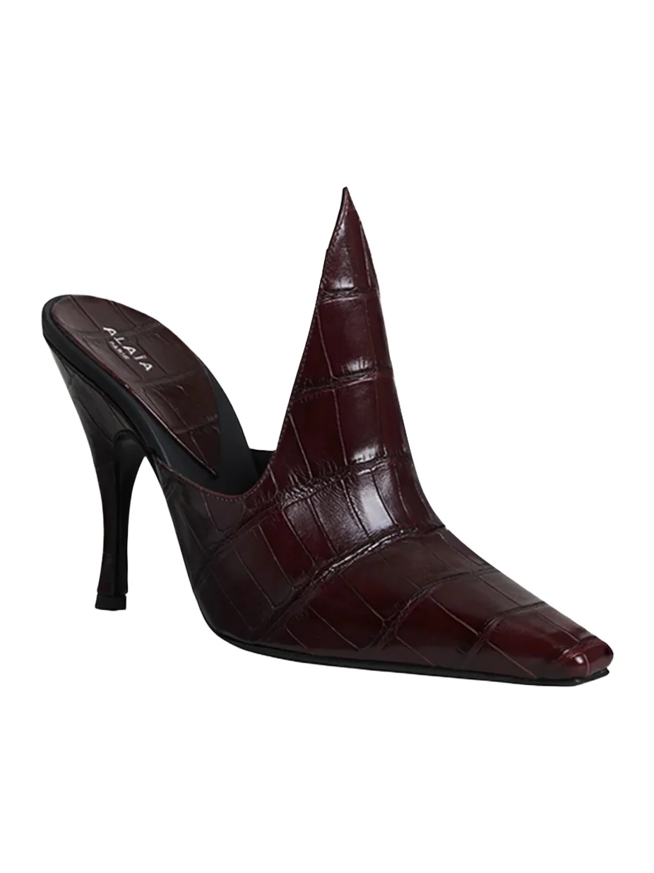 Alaïa Women's 100MM Crocodile Embossed Mules