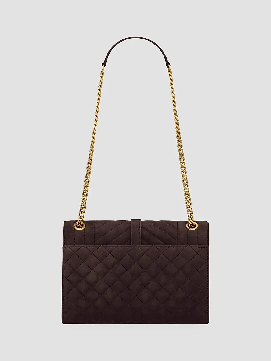 Saint Laurent Women's Envelope Medium Shoulder Bag in Suede - Dark Chocolate | Thumbnail 2 Saint Laurent Women's Envelope Medium Shoulder Bag in Suede - Dark Chocolate | Thumbnail 2