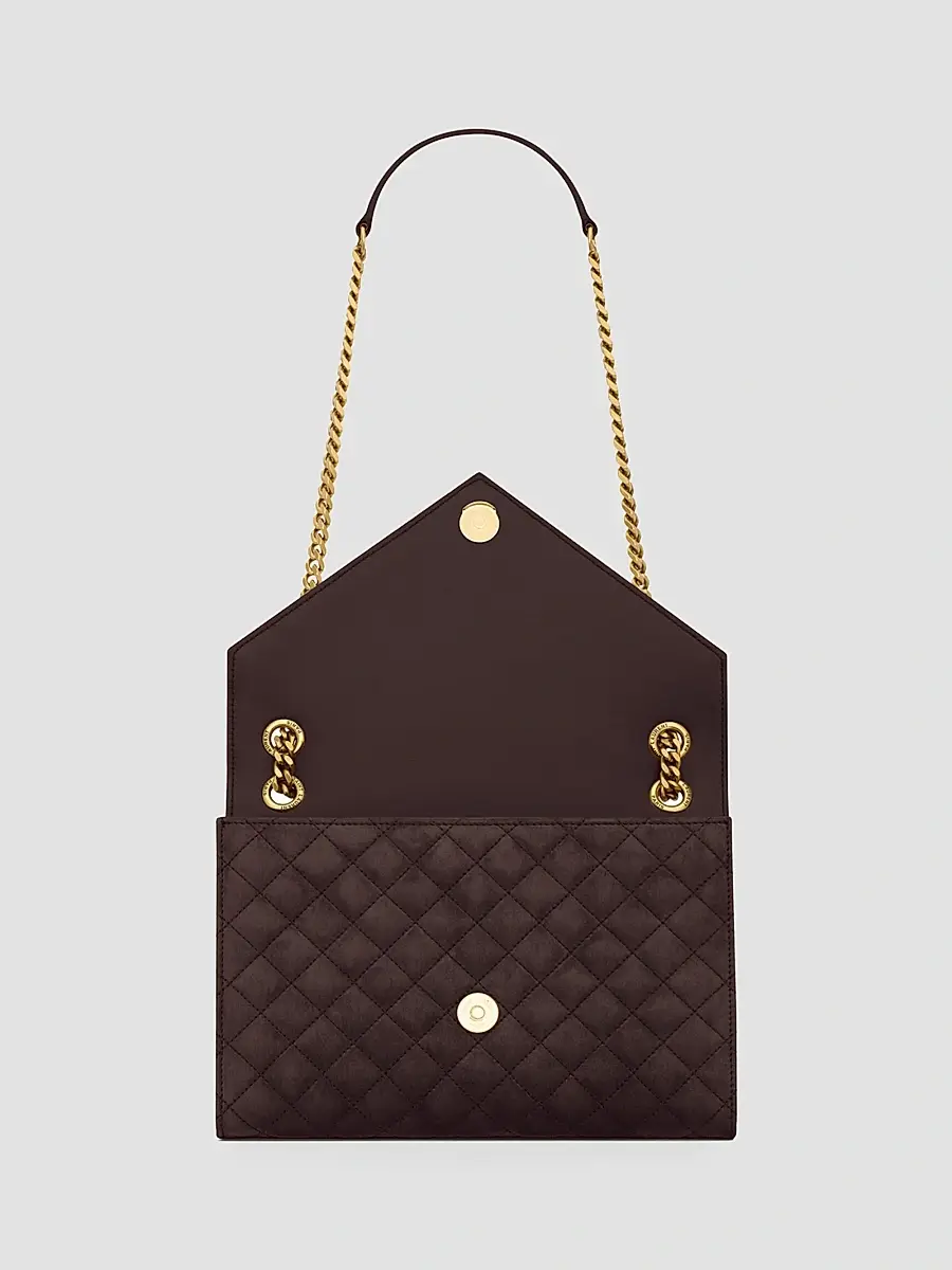 Saint Laurent Women's Envelope Medium Shoulder Bag in Suede - Dark Chocolate | Thumbnail 3 Saint Laurent Women's Envelope Medium Shoulder Bag in Suede - Dark Chocolate | Thumbnail 3