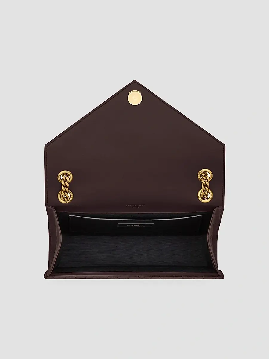 Saint Laurent Women's Envelope Medium Shoulder Bag in Suede - Dark Chocolate | Thumbnail 4 Saint Laurent Women's Envelope Medium Shoulder Bag in Suede - Dark Chocolate | Thumbnail 4
