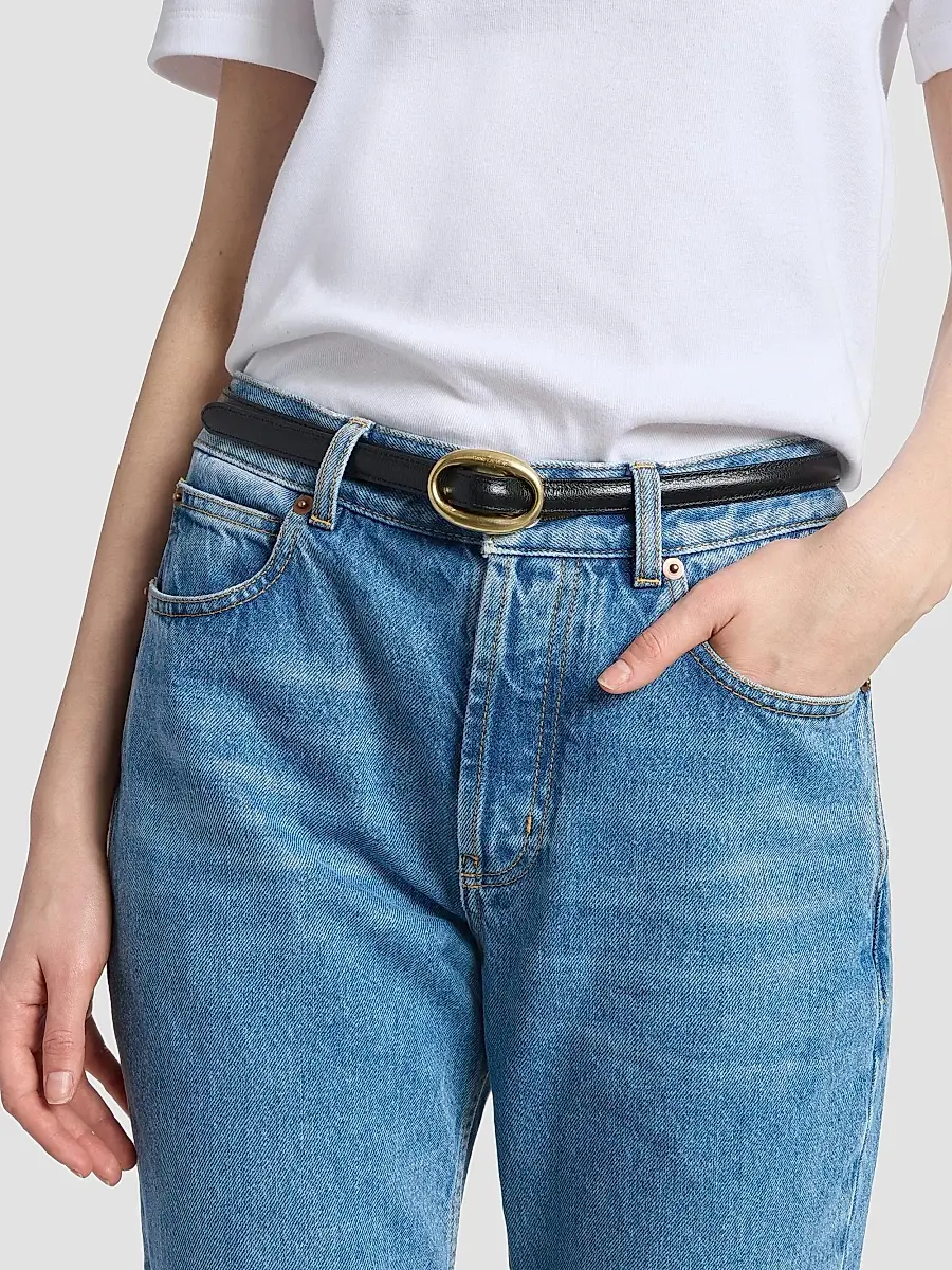 Saint Laurent Women's Oval Buckle Thin Reversible Belt in Smooth Leather - Black Brown | Thumbnail 5 Saint Laurent Women's Oval Buckle Thin Reversible Belt in Smooth Leather - Black Brown | Thumbnail 5