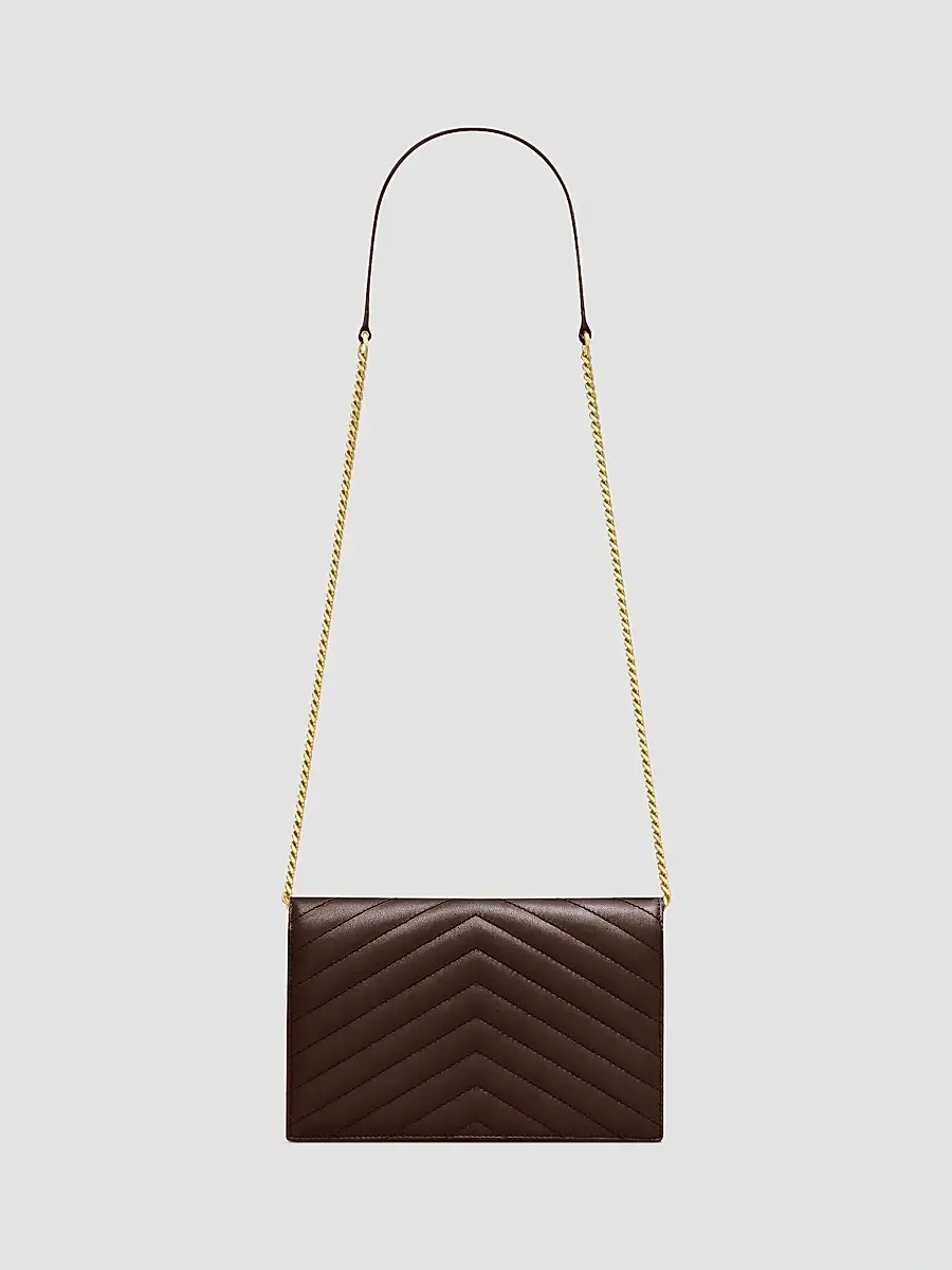 Saint Laurent Women's Cassandre Envelope Chain Wallet in Lambskin Leather - Arabica | Thumbnail 2