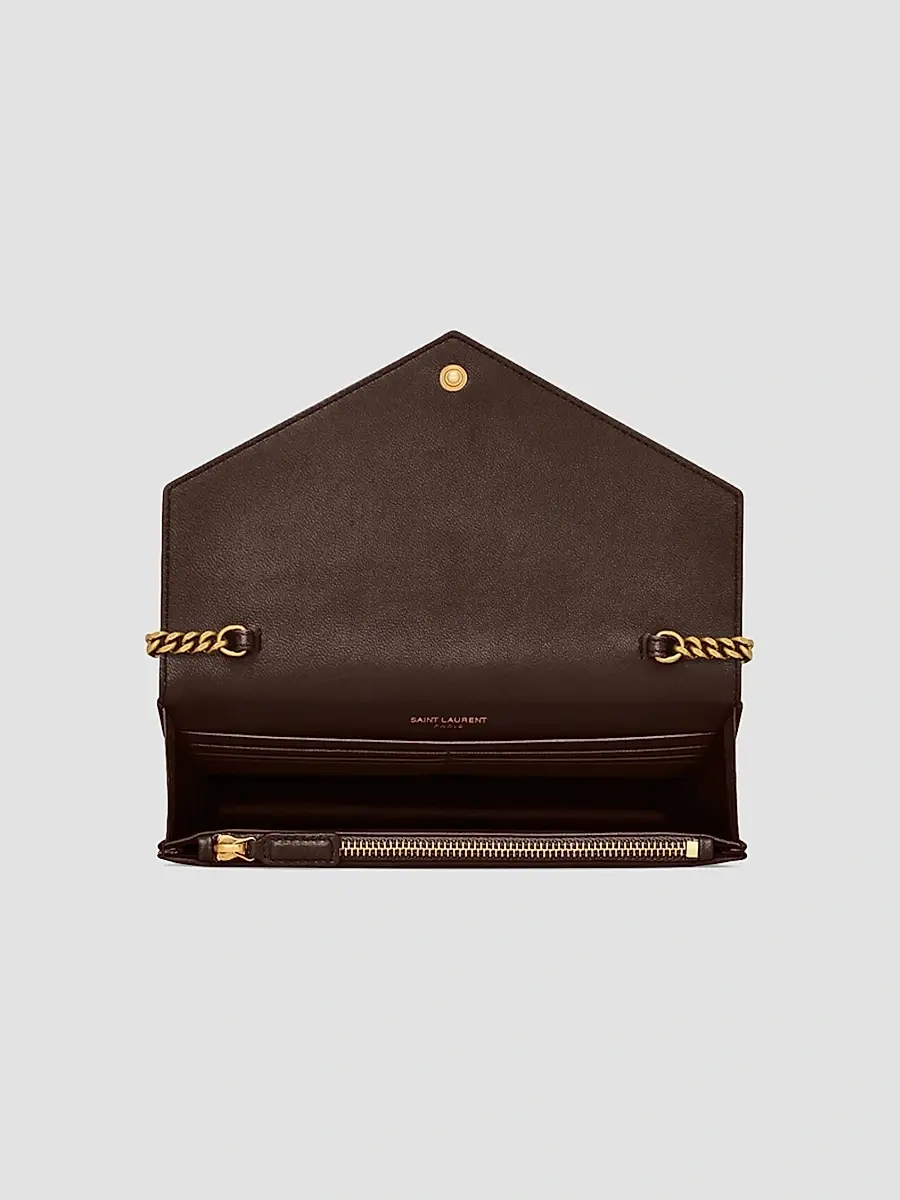 Saint Laurent Women's Cassandre Envelope Chain Wallet in Lambskin Leather - Arabica | Thumbnail 3