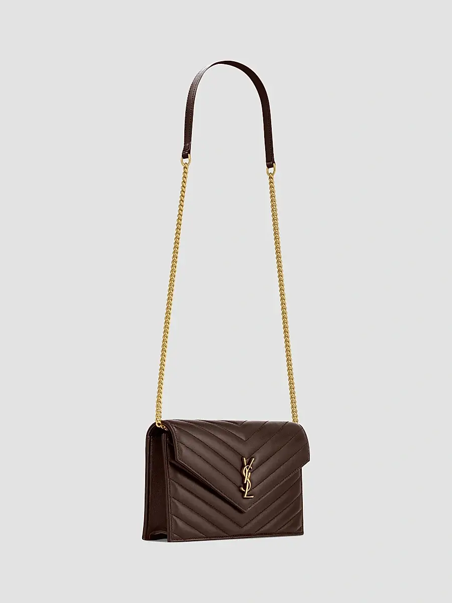 Saint Laurent Women's Cassandre Envelope Chain Wallet in Lambskin Leather - Arabica | Thumbnail 5