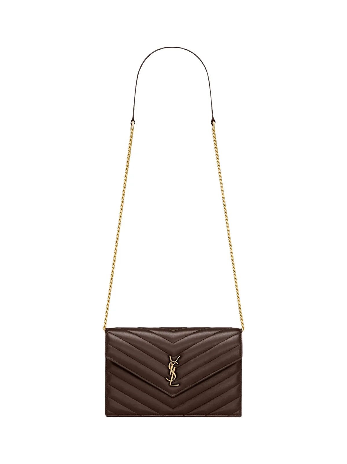 Saint Laurent Women's Cassandre Envelope Chain Wallet in Lambskin Leather - Arabica