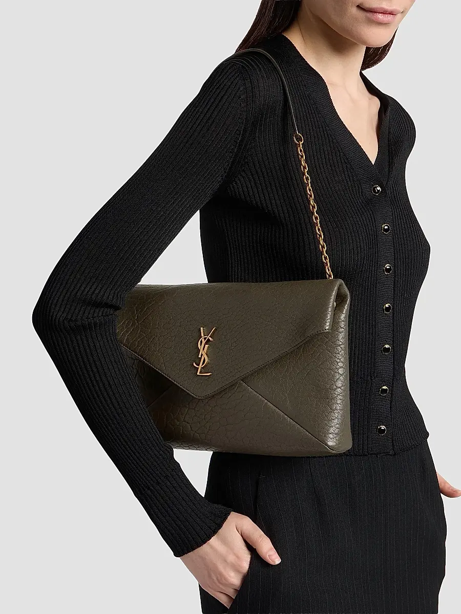 Saint Laurent Women's Cassandre Large Pouch on Chain in Lambskin - Light Musk | Thumbnail 3 Saint Laurent Women's Cassandre Large Pouch on Chain in Lambskin - Light Musk | Thumbnail 3