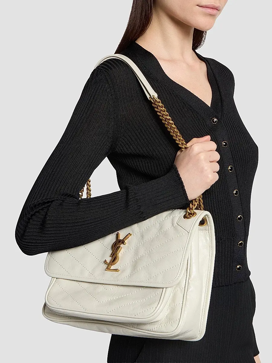 Saint Laurent Women's Niki Medium Shoulder Bag in Vintage Leather - White | Thumbnail 2 Saint Laurent Women's Niki Medium Shoulder Bag in Vintage Leather - White | Thumbnail 2