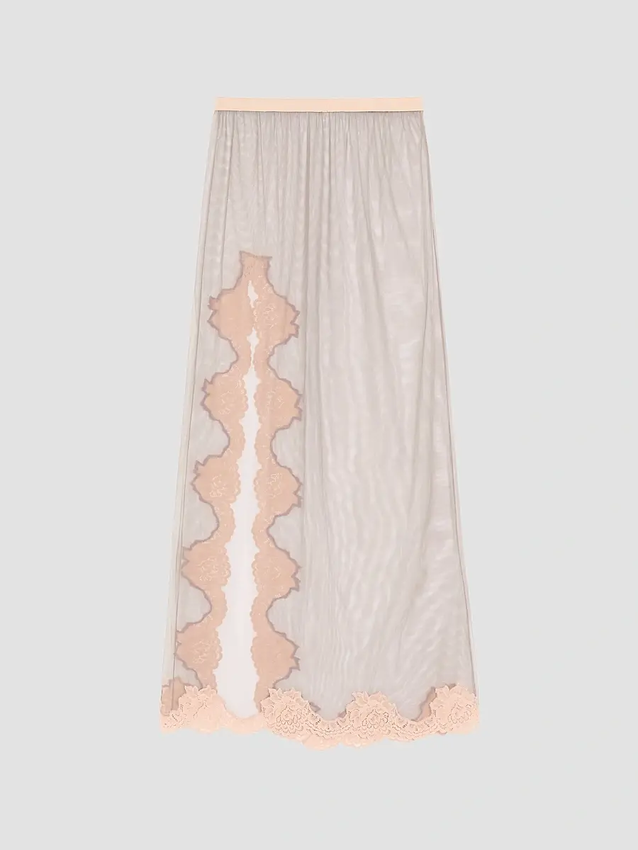 Valentino Women's Long Skirt in Sheer Tulle - Grey Peach | Thumbnail 2 Valentino Women's Long Skirt in Sheer Tulle - Grey Peach | Thumbnail 2