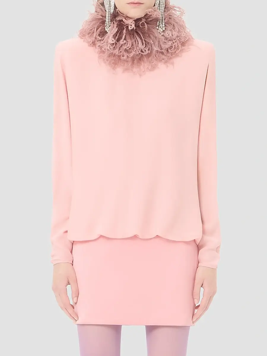 Valentino Women's Short Georgette Dress with Feathers - Pink | Thumbnail 3 Valentino Women's Short Georgette Dress with Feathers - Pink | Thumbnail 3