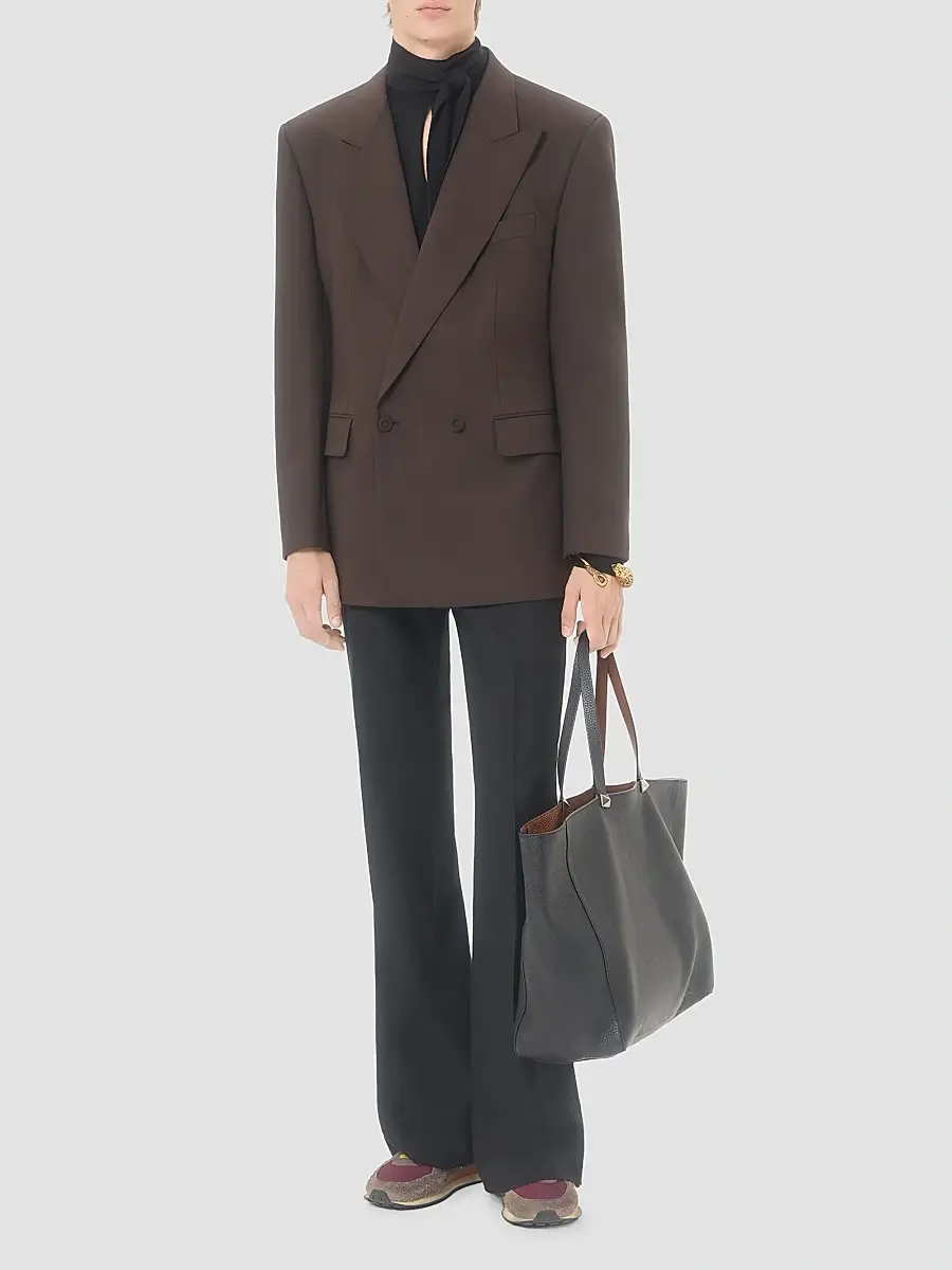 Valentino Men's Wool Sweater with Scarf Collar and VLogo Embroidery | Thumbnail 2 Valentino Men's Wool Sweater with Scarf Collar and VLogo Embroidery | Thumbnail 2