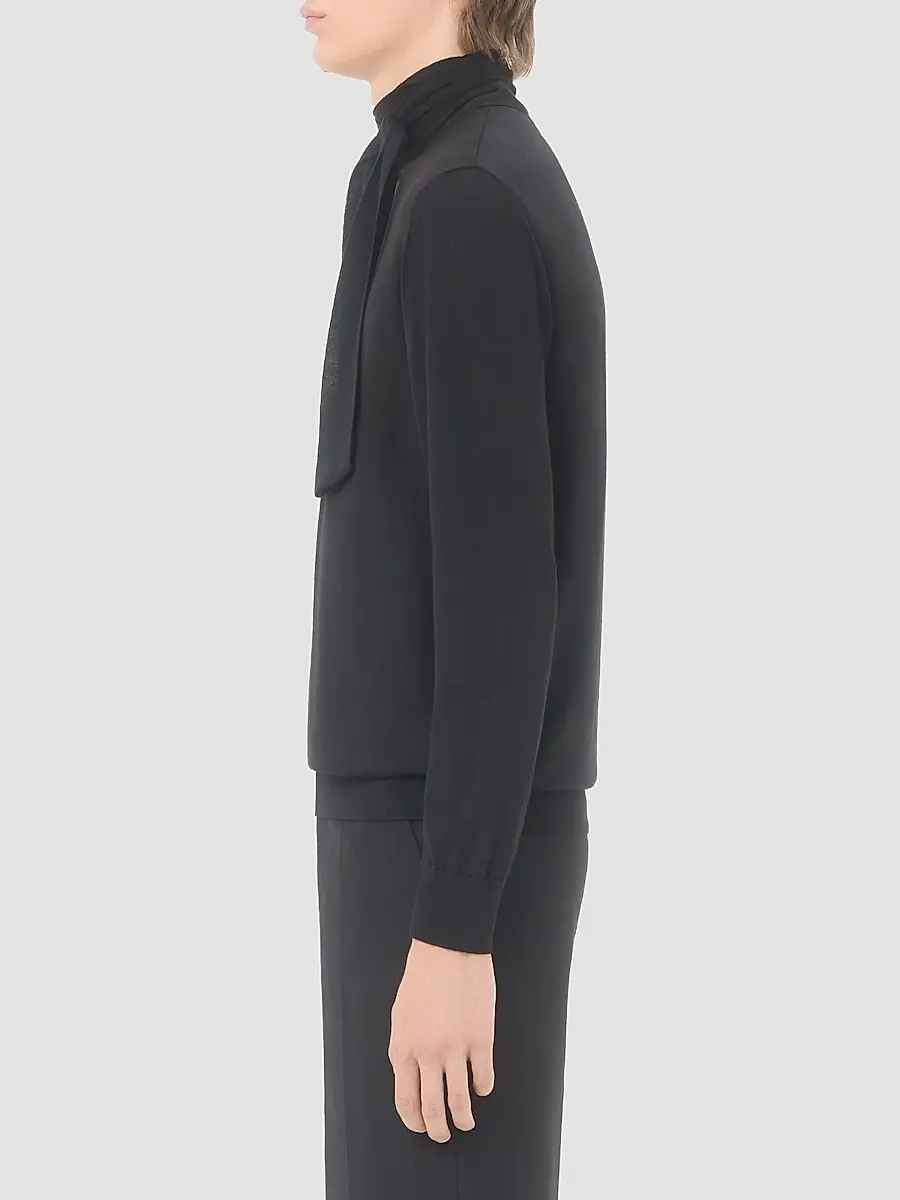 Valentino Men's Wool Sweater with Scarf Collar and VLogo Embroidery | Thumbnail 4 Valentino Men's Wool Sweater with Scarf Collar and VLogo Embroidery | Thumbnail 4