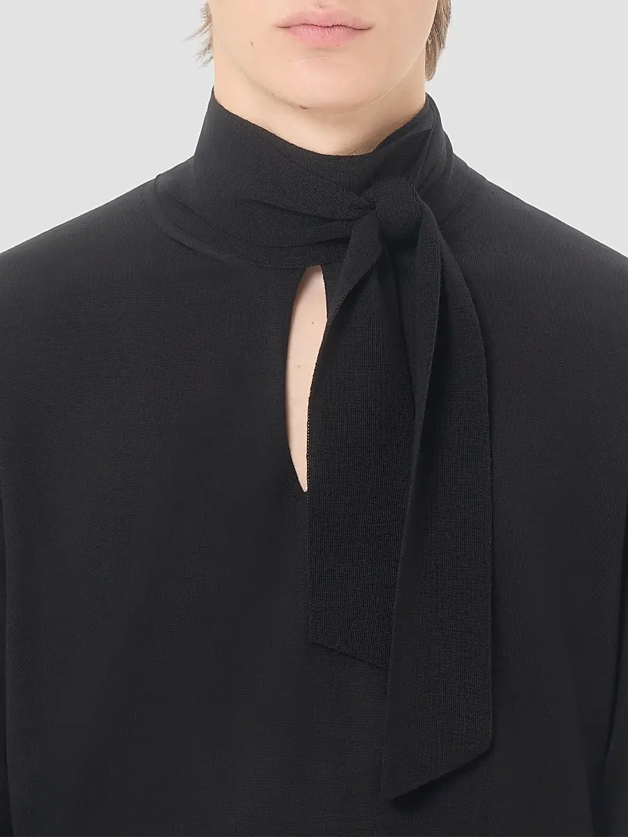Valentino Men's Wool Sweater with Scarf Collar and VLogo Embroidery | Thumbnail 6 Valentino Men's Wool Sweater with Scarf Collar and VLogo Embroidery | Thumbnail 6