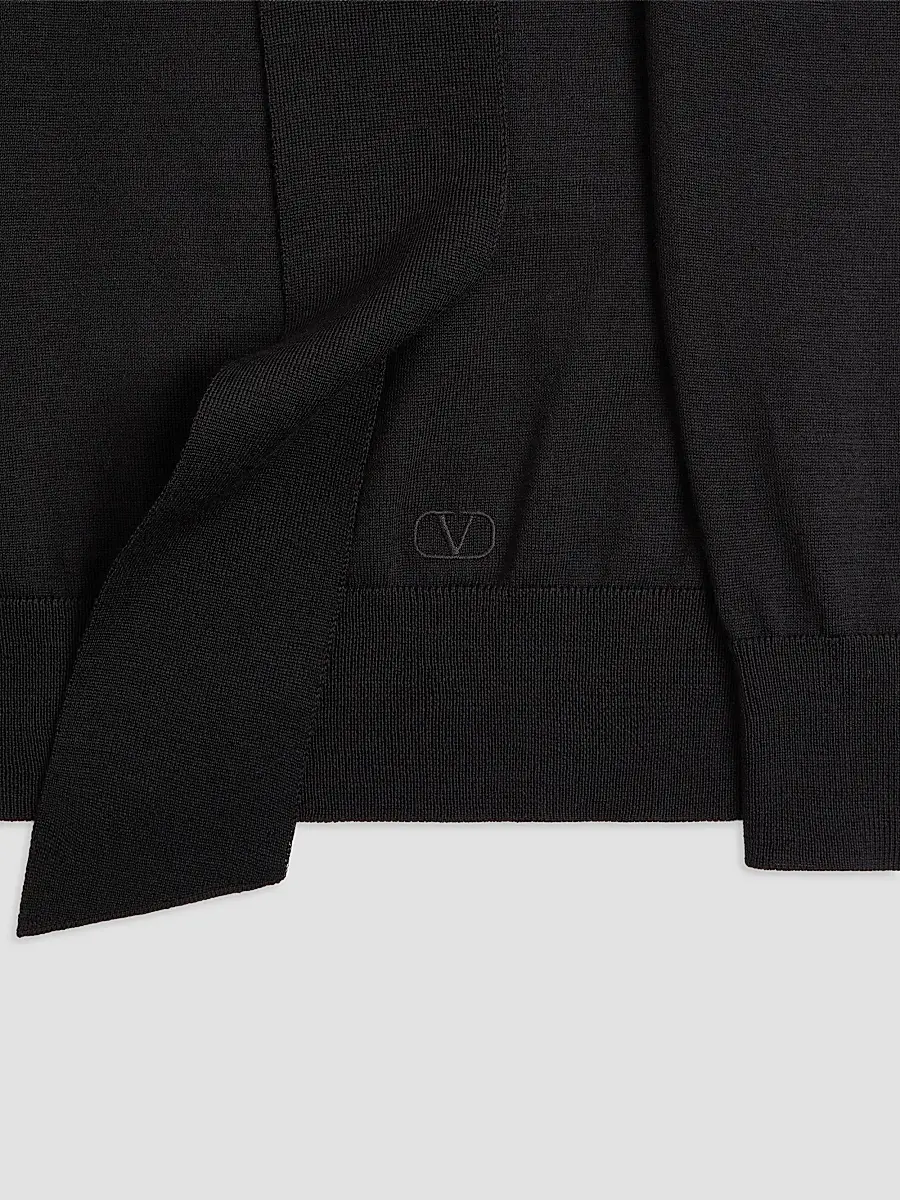 Valentino Men's Wool Sweater with Scarf Collar and VLogo Embroidery | Thumbnail 7 Valentino Men's Wool Sweater with Scarf Collar and VLogo Embroidery | Thumbnail 7