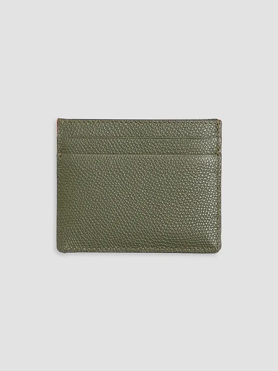Valentino Men's Stud Up Cardholder in Nylon and Grainy Calfskin - Olive Green Orange | Thumbnail 2 Valentino Men's Stud Up Cardholder in Nylon and Grainy Calfskin - Olive Green Orange | Thumbnail 2
