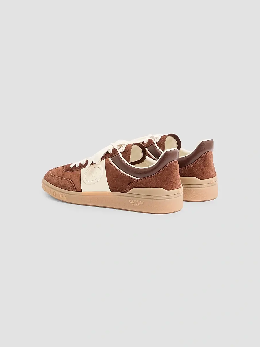 Valentino Men's Upvillage Low Top Sneakers in Leather - Brown Ivory | Thumbnail 3 Valentino Men's Upvillage Low Top Sneakers in Leather - Brown Ivory | Thumbnail 3