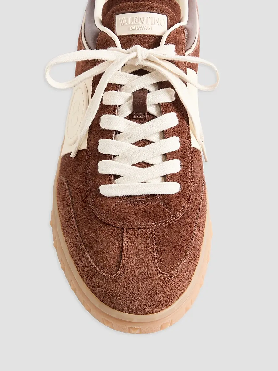 Valentino Men's Upvillage Low Top Sneakers in Leather - Brown Ivory | Thumbnail 5 Valentino Men's Upvillage Low Top Sneakers in Leather - Brown Ivory | Thumbnail 5