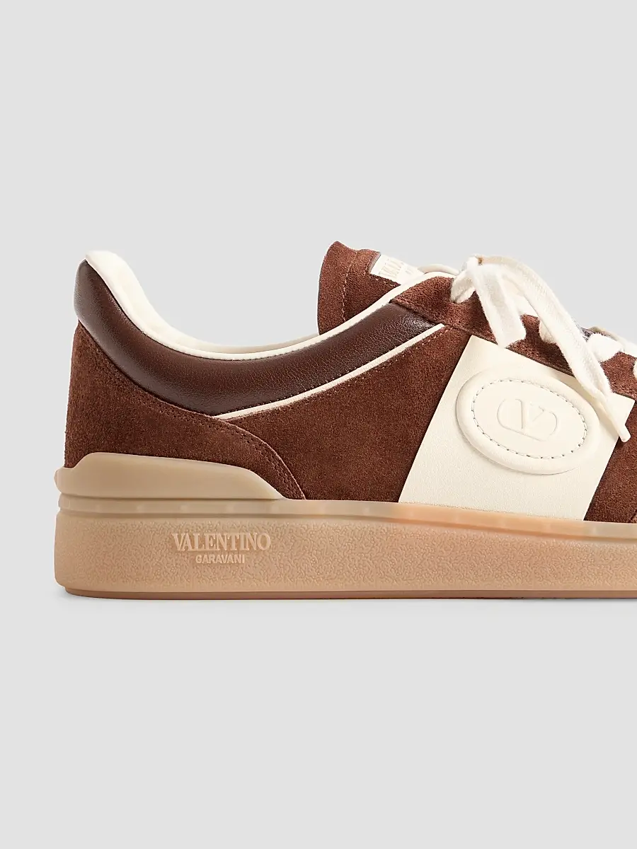 Valentino Men's Upvillage Low Top Sneakers in Leather - Brown Ivory | Thumbnail 6 Valentino Men's Upvillage Low Top Sneakers in Leather - Brown Ivory | Thumbnail 6