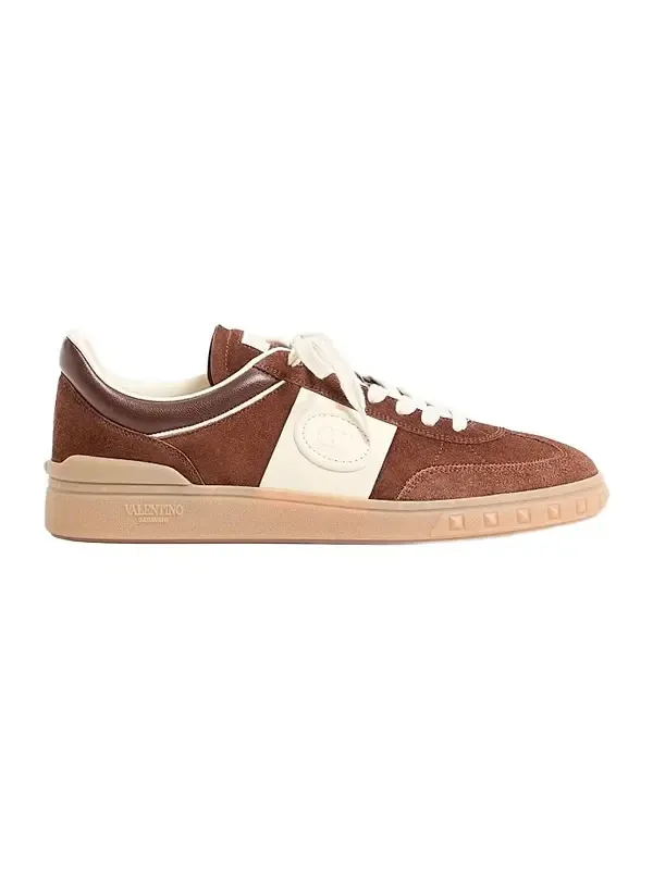 Valentino Men's Upvillage Low Top Sneakers in Leather - Brown Ivory