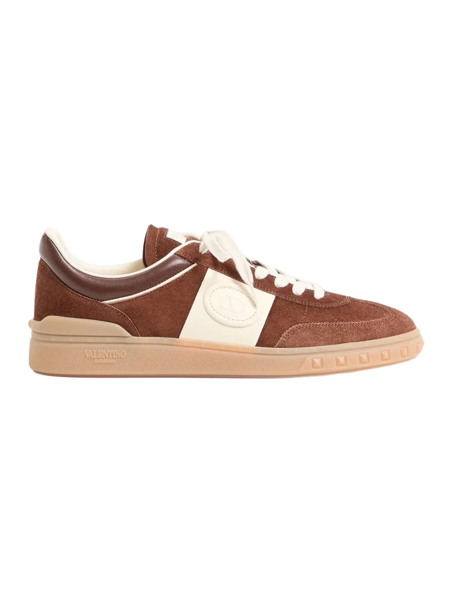 Valentino Men's Upvillage Low Top Sneakers in Leather - Brown Ivory