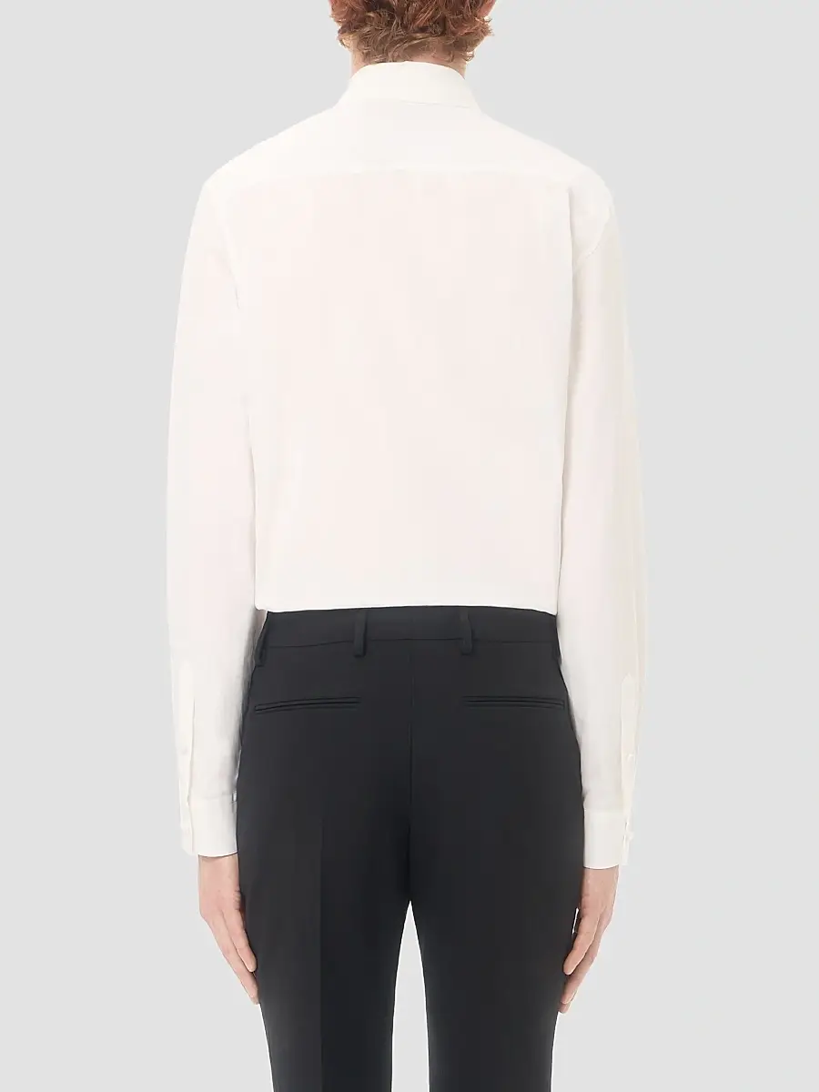 Valentino Men's Long-Sleeved Cotton Poplin Shirt with Embroidered Frog Closure | Thumbnail 5