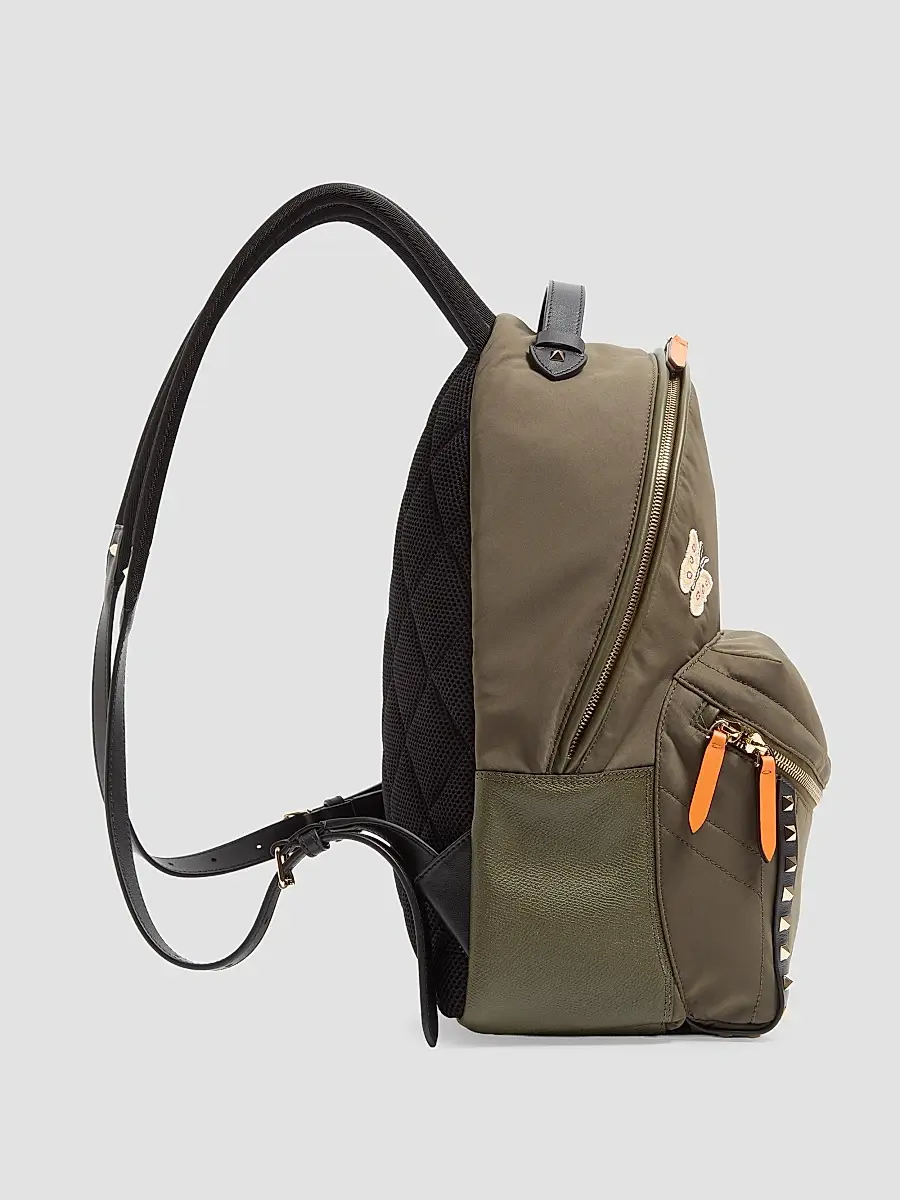 Valentino Men's Rockstud Backpack in Technical Fabric - Military Green | Thumbnail 3 Valentino Men's Rockstud Backpack in Technical Fabric - Military Green | Thumbnail 3