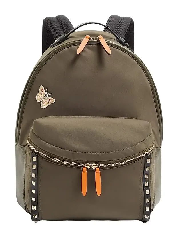 Valentino Men's Rockstud Backpack in Technical Fabric - Military Green