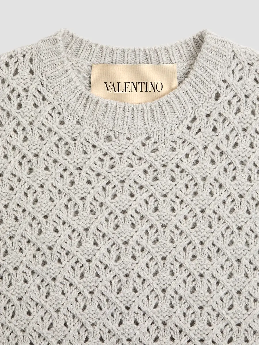 Valentino Men's Wool and Cashmere Sweater with Metallic V Detail | Thumbnail 7 Valentino Men's Wool and Cashmere Sweater with Metallic V Detail | Thumbnail 7