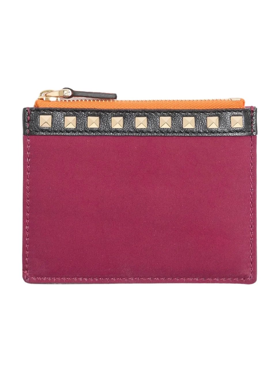 Valentino Men's Stud Up Coin Purse and Cardholder in Nylon and Grainy Calfskin - Insolent