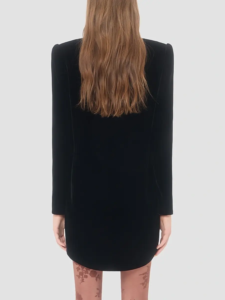 Valentino Women's Short Velvet Dress with Lace - Black Pink | Thumbnail 5 Valentino Women's Short Velvet Dress with Lace - Black Pink | Thumbnail 5