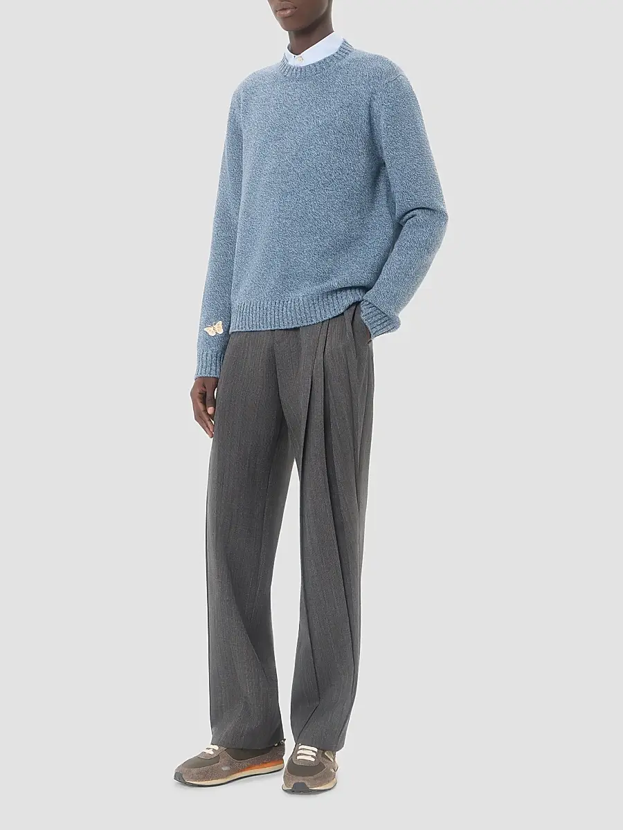 Valentino Men's Wool Sweater with Embroidered Butterfly Patch | Thumbnail 2 Valentino Men's Wool Sweater with Embroidered Butterfly Patch | Thumbnail 2