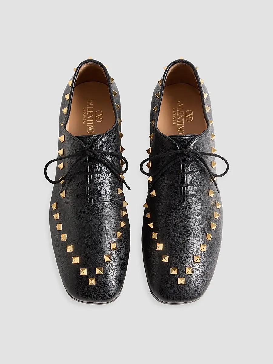 Valentino Men's Derby Rockstud in Kidskin - Black | Thumbnail 4 Valentino Men's Derby Rockstud in Kidskin - Black | Thumbnail 4