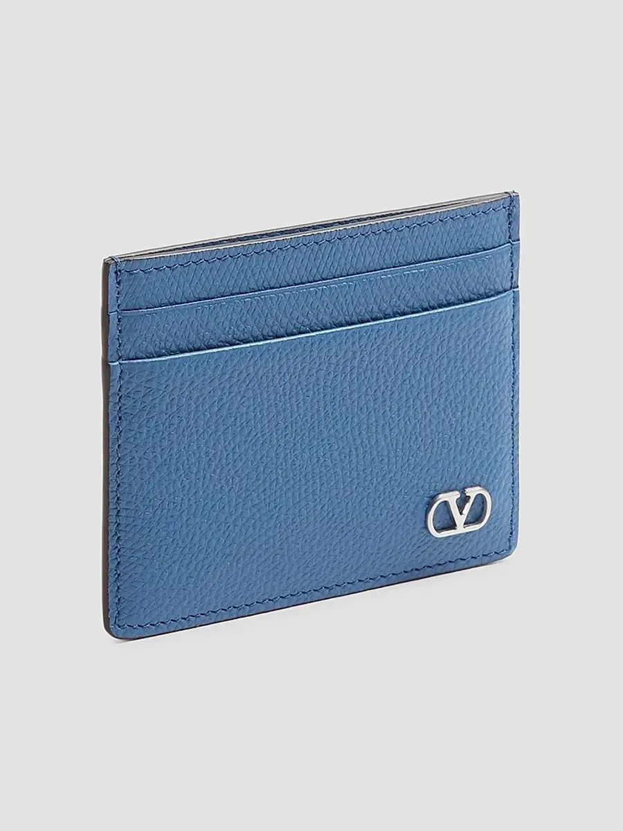 Valentino Men's VLogo Signature Cardholder in Grainy Calfskin - Sky Blue | Thumbnail 4 Valentino Men's VLogo Signature Cardholder in Grainy Calfskin - Sky Blue | Thumbnail 4