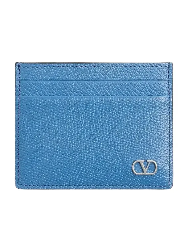 Valentino Men's VLogo Signature Cardholder in Grainy Calfskin - Sky Blue