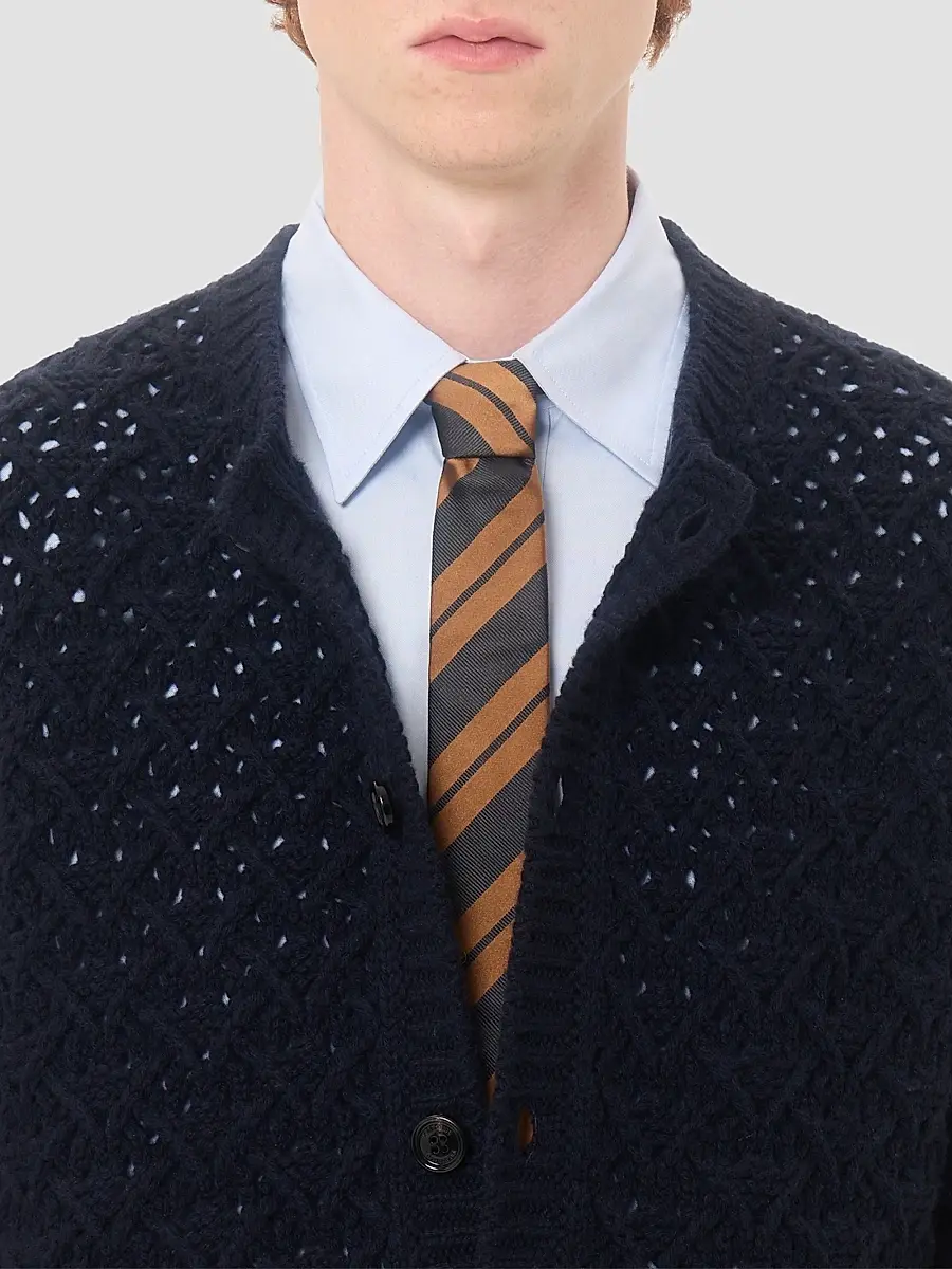 Valentino Men's Wool and Cashmere Cardigan with Metallic V Detail | Thumbnail 6