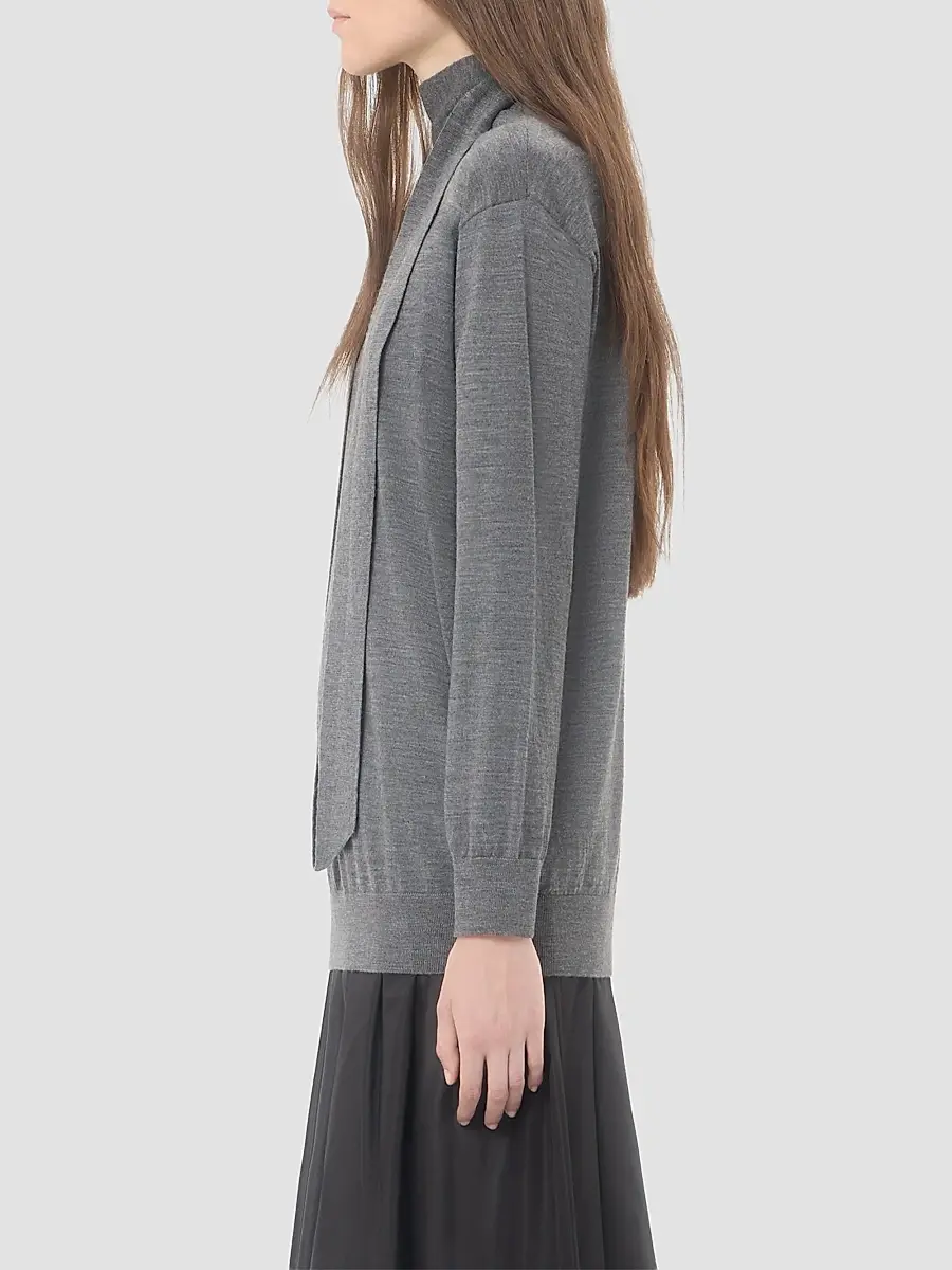 Valentino Women's Wool Sweater with Scarf - Grey | Thumbnail 4 Valentino Women's Wool Sweater with Scarf - Grey | Thumbnail 4