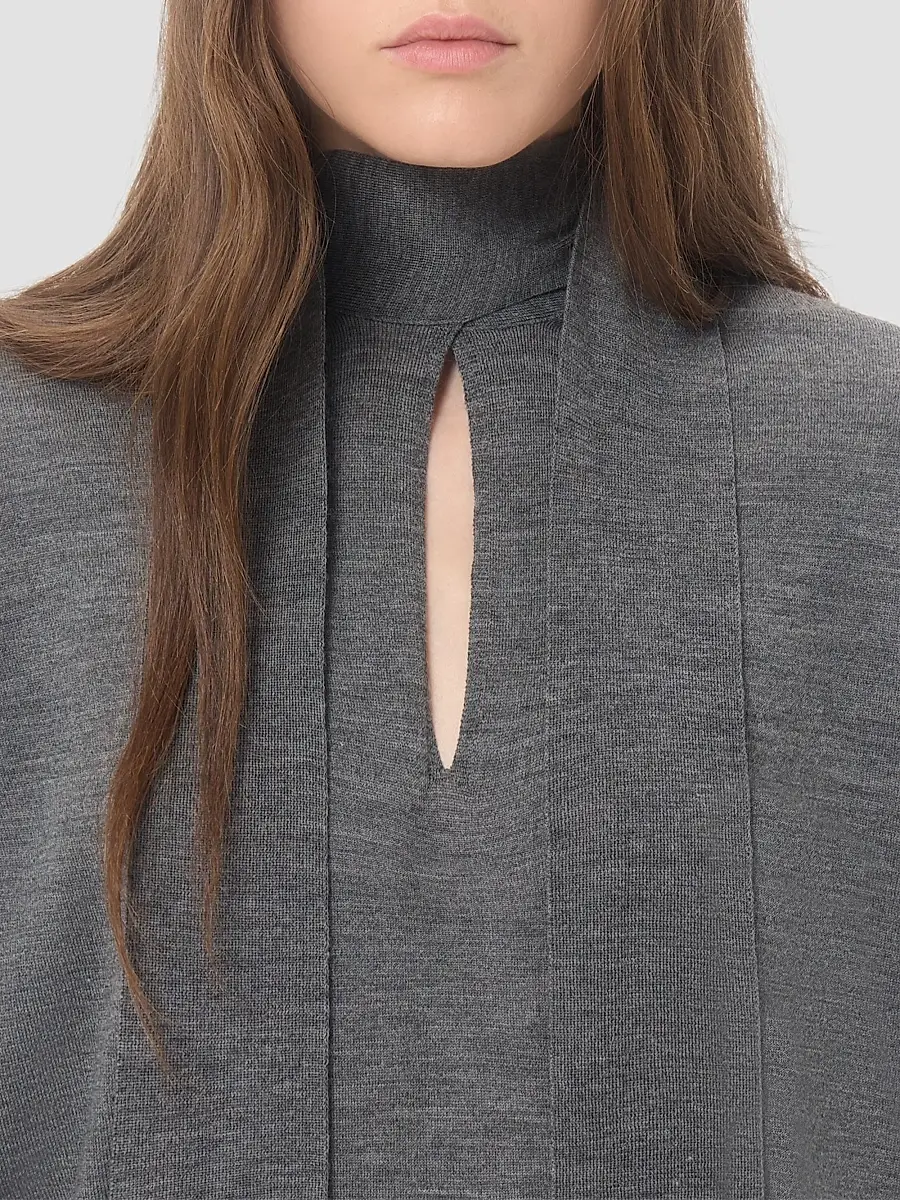 Valentino Women's Wool Sweater with Scarf - Grey | Thumbnail 6 Valentino Women's Wool Sweater with Scarf - Grey | Thumbnail 6