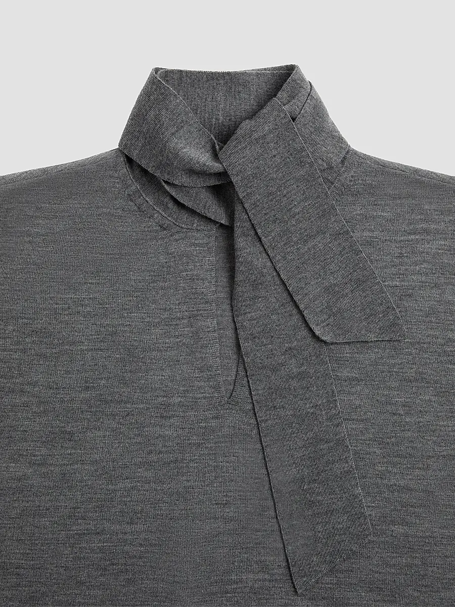 Valentino Women's Wool Sweater with Scarf - Grey | Thumbnail 7 Valentino Women's Wool Sweater with Scarf - Grey | Thumbnail 7